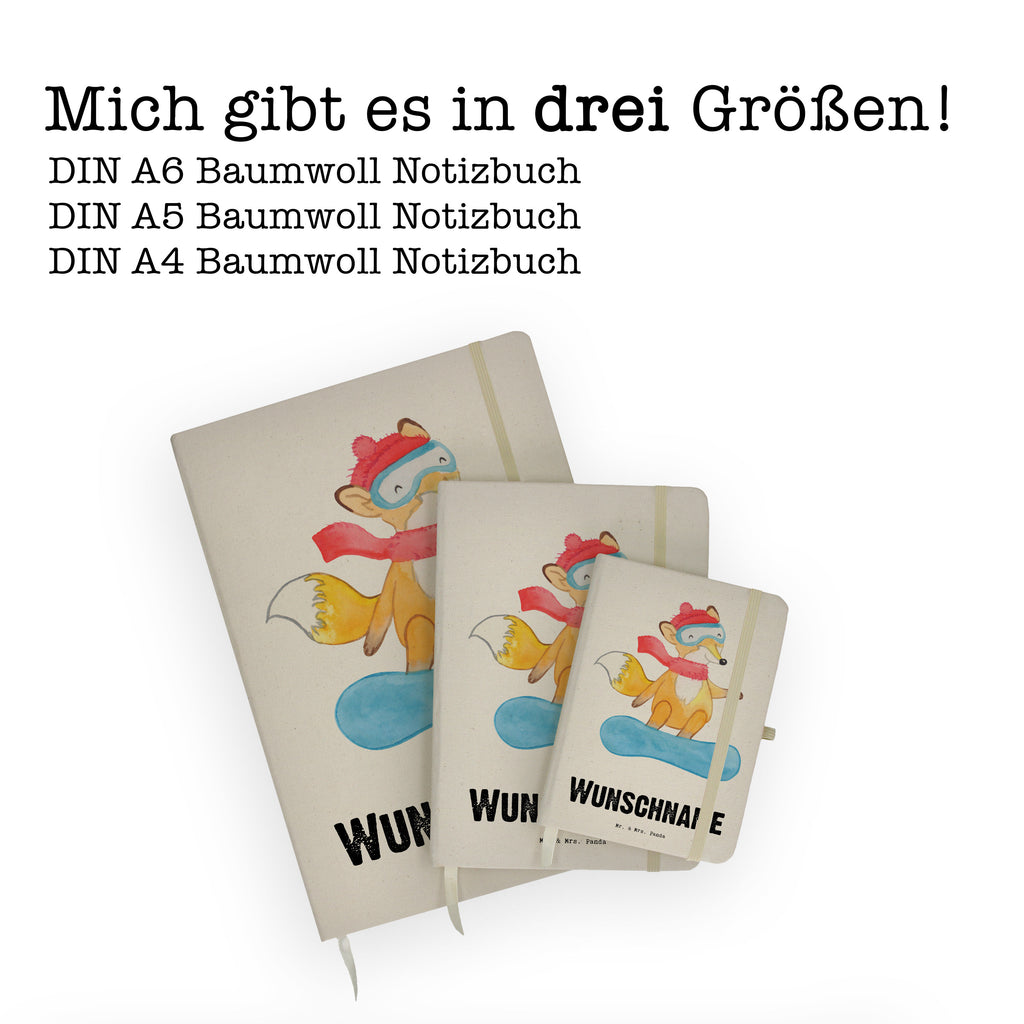 DIN A4 Personalisiertes Notizbuch Fuchs Snowboarden Tage Personalisiertes Notizbuch, Notizbuch mit Namen, Notizbuch bedrucken, Personalisierung, Namensbuch, Namen, Geschenk, Sport, Sportart, Hobby, Schenken, Danke, Dankeschön, Auszeichnung, Gewinn, Sportler, Snowboard, snowboarden, Wintersport, Snowboardschule, Winterurlaub