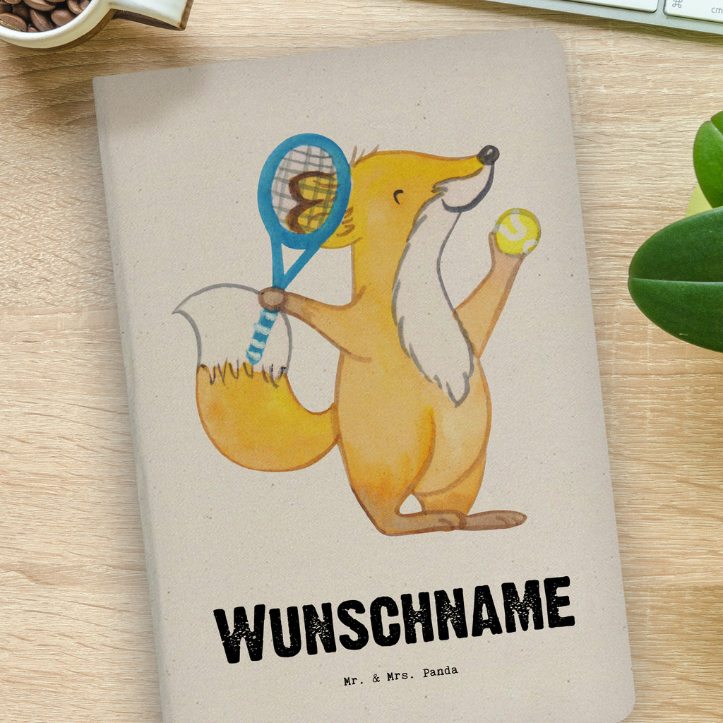 DIN A4 Personalisiertes Notizbuch Fuchs Tennis spielen Tage Personalisiertes Notizbuch, Notizbuch mit Namen, Notizbuch bedrucken, Personalisierung, Namensbuch, Namen, Geschenk, Sport, Sportart, Hobby, Schenken, Danke, Dankeschön, Auszeichnung, Gewinn, Sportler, Tennis spielen, Tennisclub, Tennisverein, Tennis Turnier, Ballsportart