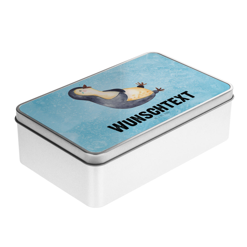Personalisierte Metalldose Pinguin lachend Personalisierte Metalldose, Dose mit Namen, Namensdose, Kiste mit Namen, Namenskiste, Pinguin, Pinguine, lustiger Spruch, Optimismus, Fröhlich, Lachen, Humor, Fröhlichkeit