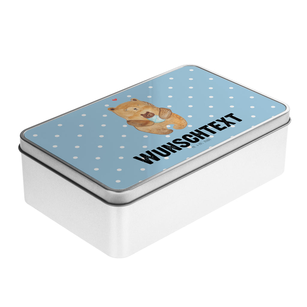Personalisierte Metalldose Bär mit Baby Personalisierte Metalldose, Dose mit Namen, Namensdose, Kiste mit Namen, Namenskiste, Bär, Teddy, Teddybär, Eltern, Mutter, Baby, Taufe, Geburt, Nichte, Neffe, Enkel, Enkelin, Täufling, Geburtstag, Glückwunsch