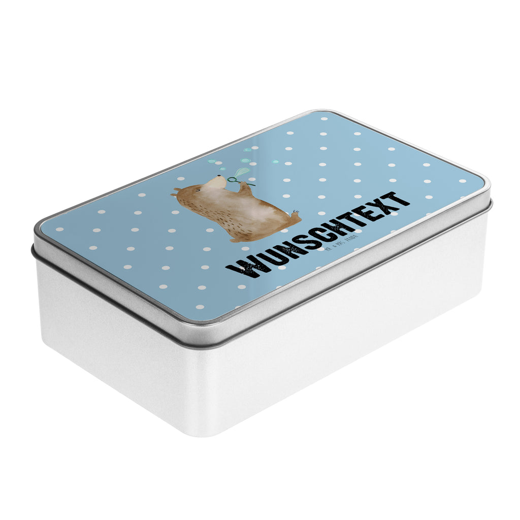 Personalisierte Metalldose Bär Seifenblasen Personalisierte Metalldose, Dose mit Namen, Namensdose, Kiste mit Namen, Namenskiste, Bär, Teddy, Teddybär, Seifenblasen Bär Lustig Sein Glücklich Traurig Happy