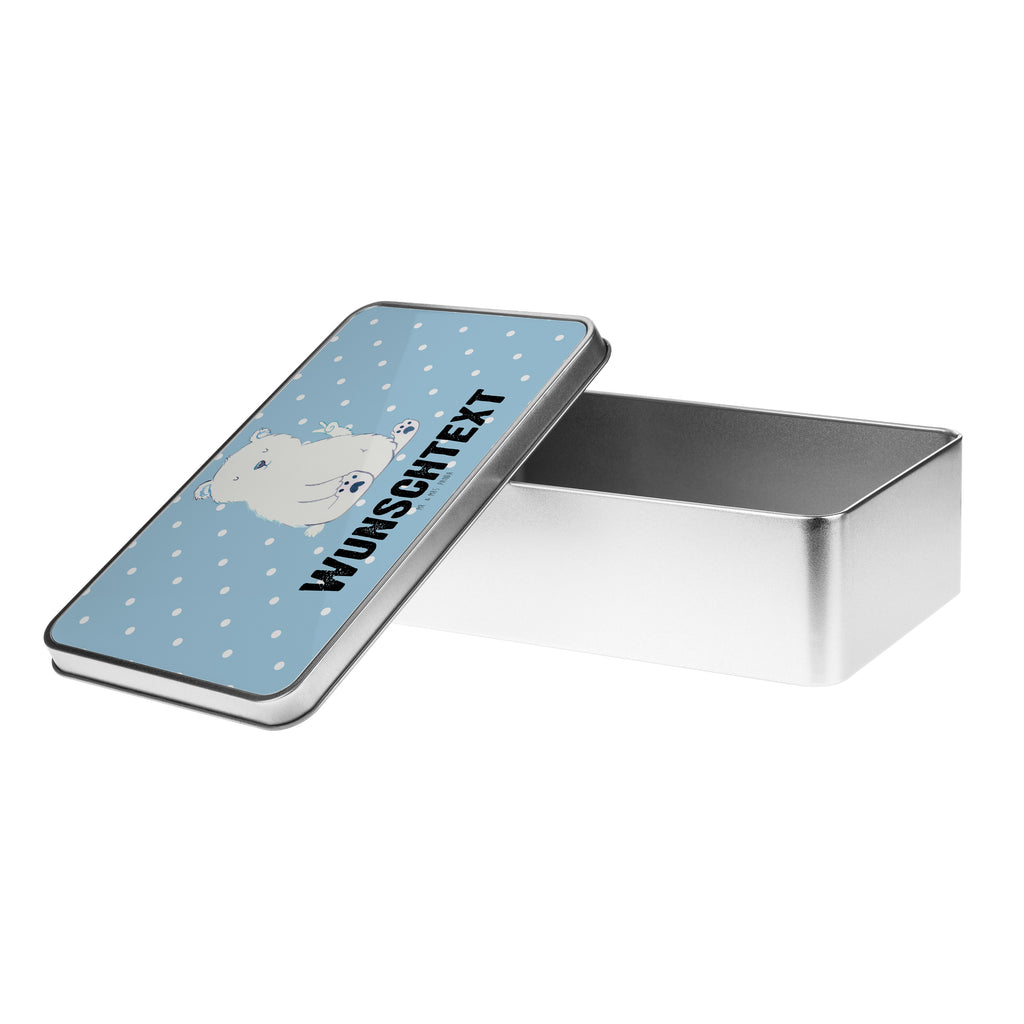 Personalisierte Metalldose Eisbär Faul Personalisierte Metalldose, Dose mit Namen, Namensdose, Kiste mit Namen, Namenskiste, Bär, Teddy, Teddybär, Eisbär, Nordpol, Faul, Entspannen, Relaxen, Büro, Arbeit, Bürojob, Arbeitsplatz, Homeoffice