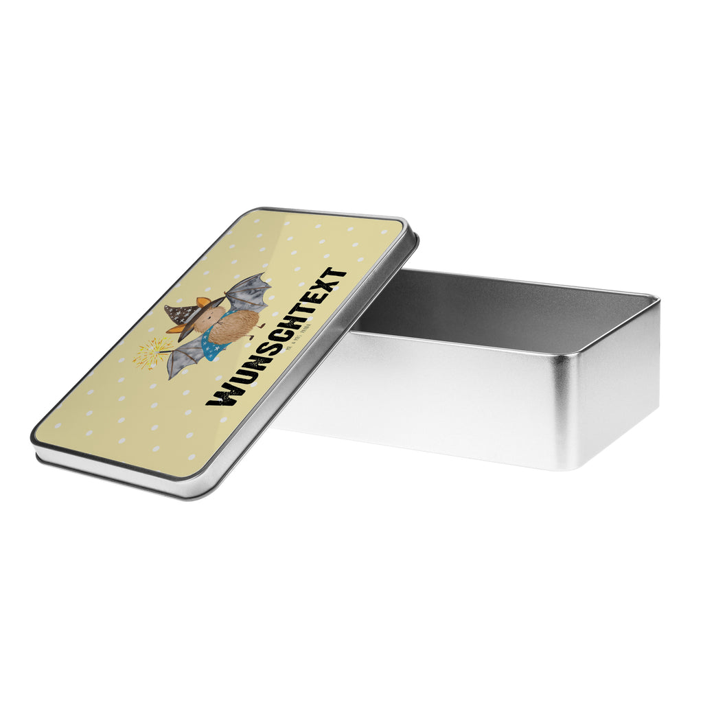 Personalisierte Metalldose Fledermaus Zauberer Personalisierte Metalldose, Dose mit Namen, Namensdose, Kiste mit Namen, Namenskiste, süße Tiermotive, gute Laune, lustige Sprüche, Tiere, Fledermaus, Fledermäuse, Zauberer, Magier, Frauen, reinsteigern