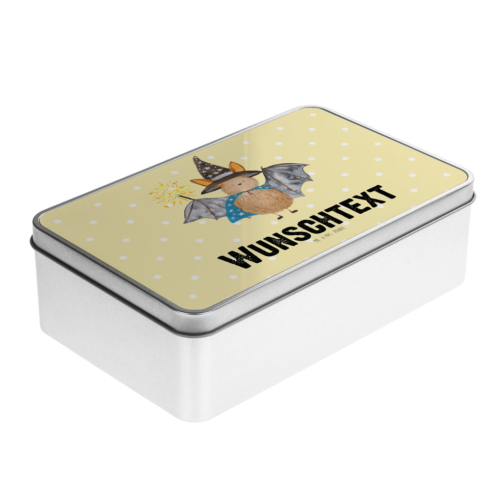 Personalisierte Metalldose Fledermaus Zauberer Personalisierte Metalldose, Dose mit Namen, Namensdose, Kiste mit Namen, Namenskiste, süße Tiermotive, gute Laune, lustige Sprüche, Tiere, Fledermaus, Fledermäuse, Zauberer, Magier, Frauen, reinsteigern