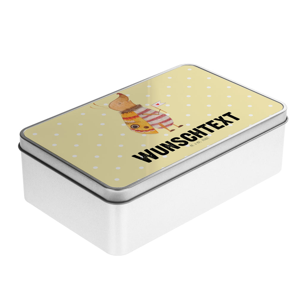 Personalisierte Metalldose Nachtfalter mit Fähnchen Personalisierte Metalldose, Dose mit Namen, Namensdose, Kiste mit Namen, Namenskiste, süße Tiermotive, gute Laune, lustige Sprüche, Tiere, Nachtfalter, Käfer, Spruch lustig, Spruch witzig, süß, niedlich, Küche Deko, Was kostet die Welt