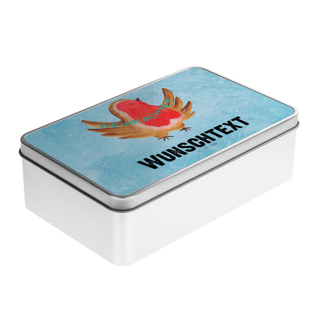 Personalisierte Metalldose Rotkehlchen Weihnachten Personalisierte Metalldose, Dose mit Namen, Namensdose, Kiste mit Namen, Namenskiste, Winter, Weihnachten, Weihnachtsdeko, Nikolaus, Advent, Heiligabend, Wintermotiv, Frohe Weihnachten, Weihnachtsmotiv, Weihnachtsgruß, Vogel, xmas