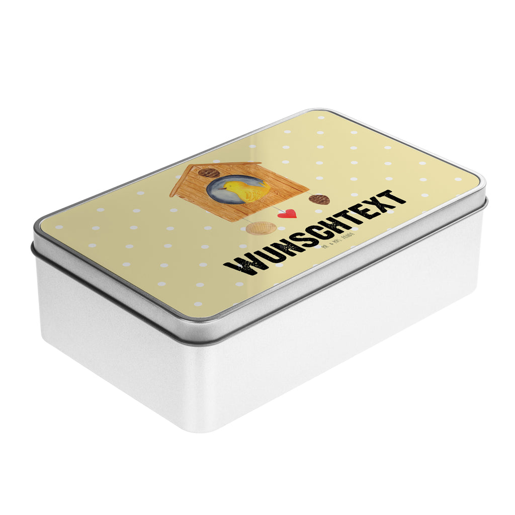 Personalisierte Metalldose Vogelhaus sweet Home Personalisierte Metalldose, Dose mit Namen, Namensdose, Kiste mit Namen, Namenskiste, süße Tiermotive, gute Laune, lustige Sprüche, Tiere, Vogelhaus, Vogel, Home sweet Home, Einzug, Umzug, Geschenk, Einzugsgeschenk, Hausbau, Haus