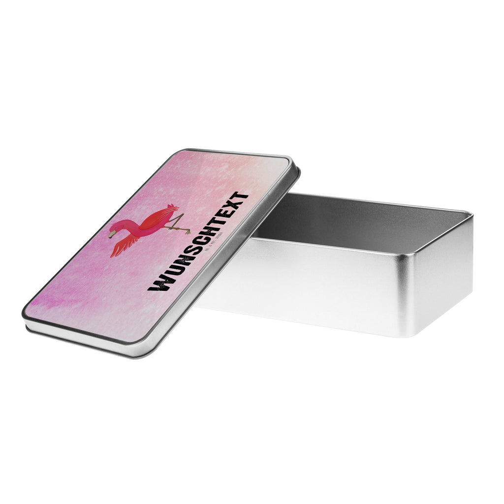 Personalisierte Metalldose Flamingo Yoga Personalisierte Metalldose, Dose mit Namen, Namensdose, Kiste mit Namen, Namenskiste, Flamingo, Vogel, Yoga, Namaste, Achtsamkeit, Yoga-Übung, Entspannung, Ärger, Aufregen, Tiefenentspannung
