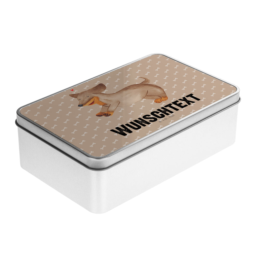 Personalisierte Metalldose Hund Dackel fröhlich Personalisierte Metalldose, Dose mit Namen, Namensdose, Kiste mit Namen, Namenskiste, Hund, Hundemotiv, Haustier, Hunderasse, Tierliebhaber, Hundebesitzer, Sprüche, Hunde, Dackel, Dachshund, happy dog