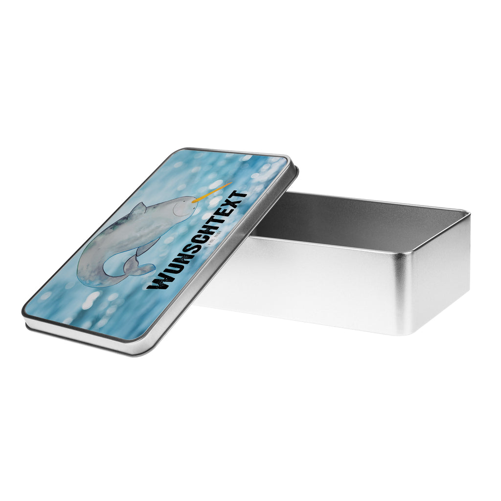 Personalisierte Metalldose Narwal Personalisierte Metalldose, Dose mit Namen, Namensdose, Kiste mit Namen, Namenskiste, Meerestiere, Meer, Urlaub, Narwal, Wal, Putzen, Hausfrau, Junggesellin, aufräumen, Kinderzimmer
