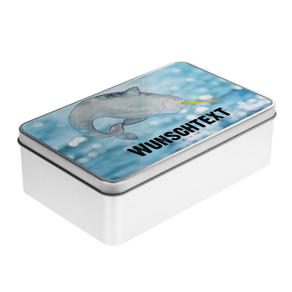 Personalisierte Metalldose Narwal Personalisierte Metalldose, Dose mit Namen, Namensdose, Kiste mit Namen, Namenskiste, Meerestiere, Meer, Urlaub, Narwal, Wal, Putzen, Hausfrau, Junggesellin, aufräumen, Kinderzimmer