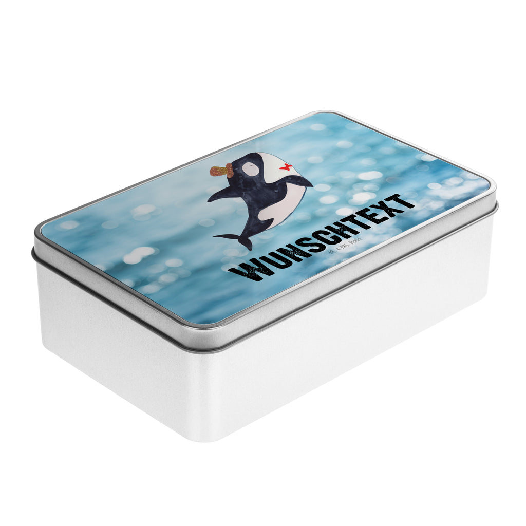 Personalisierte Metalldose Orca Zylinder Personalisierte Metalldose, Dose mit Namen, Namensdose, Kiste mit Namen, Namenskiste, Meerestiere, Meer, Urlaub, Narwal, Glitter, Konfetti, Glitzer, Geburtstag, Feier, Fete, Fest, Glückwunsch, Orca