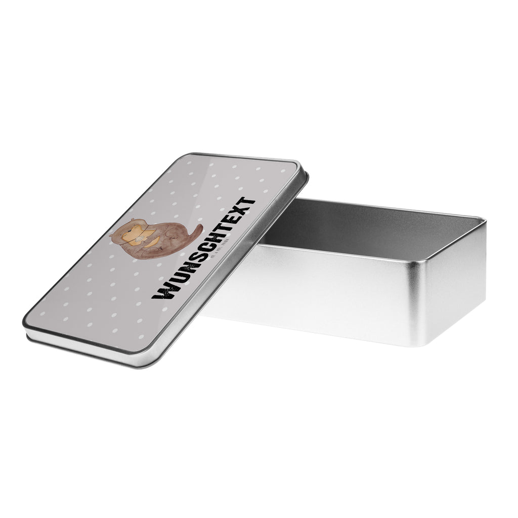 Personalisierte Metalldose Otter mit Muschelmedaillon Personalisierte Metalldose, Dose mit Namen, Namensdose, Kiste mit Namen, Namenskiste, Otter, Fischotter, Seeotter, Otterliebe, grübeln, träumen, Motivation, Tagträumen, Büro
