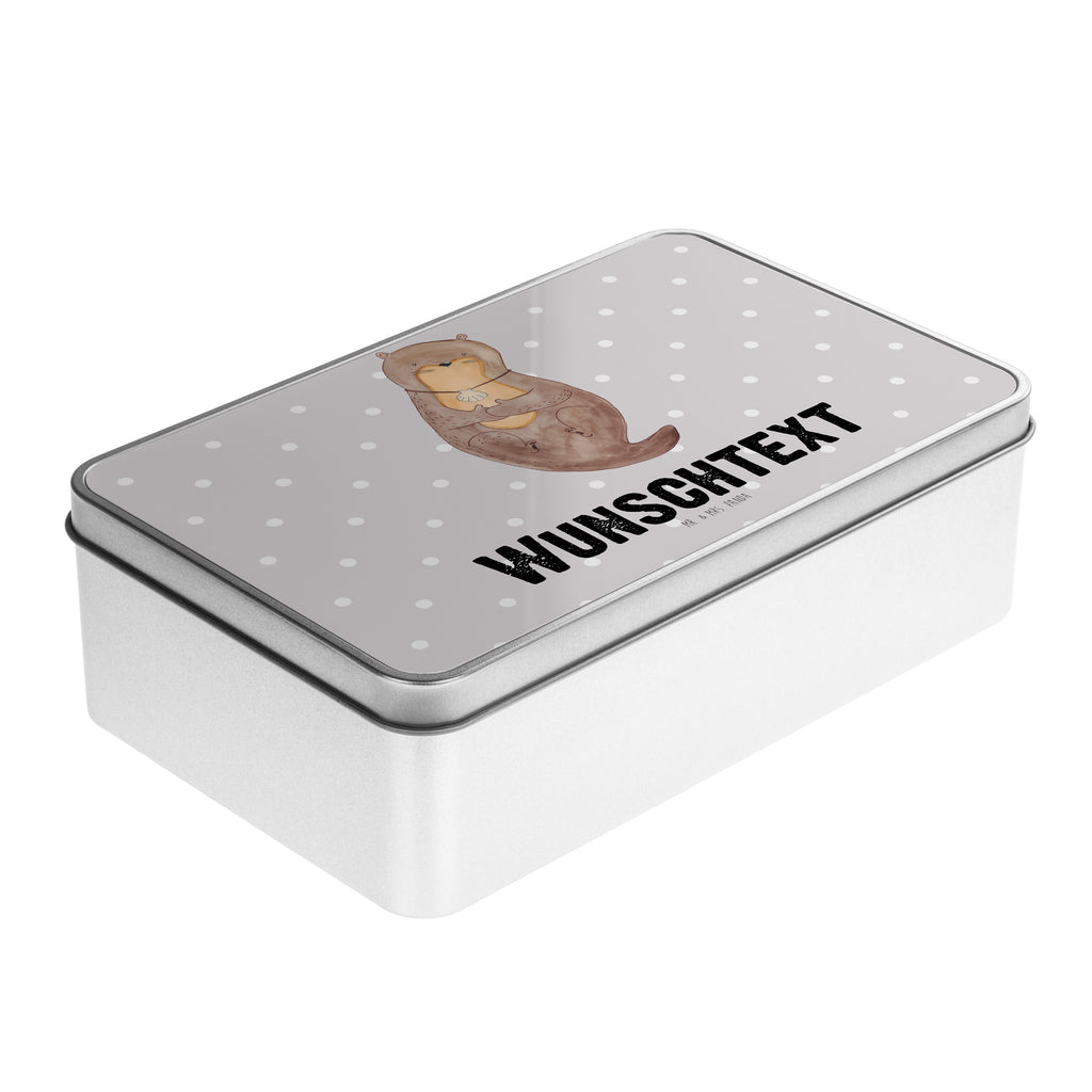 Personalisierte Metalldose Otter mit Muschelmedaillon Personalisierte Metalldose, Dose mit Namen, Namensdose, Kiste mit Namen, Namenskiste, Otter, Fischotter, Seeotter, Otterliebe, grübeln, träumen, Motivation, Tagträumen, Büro