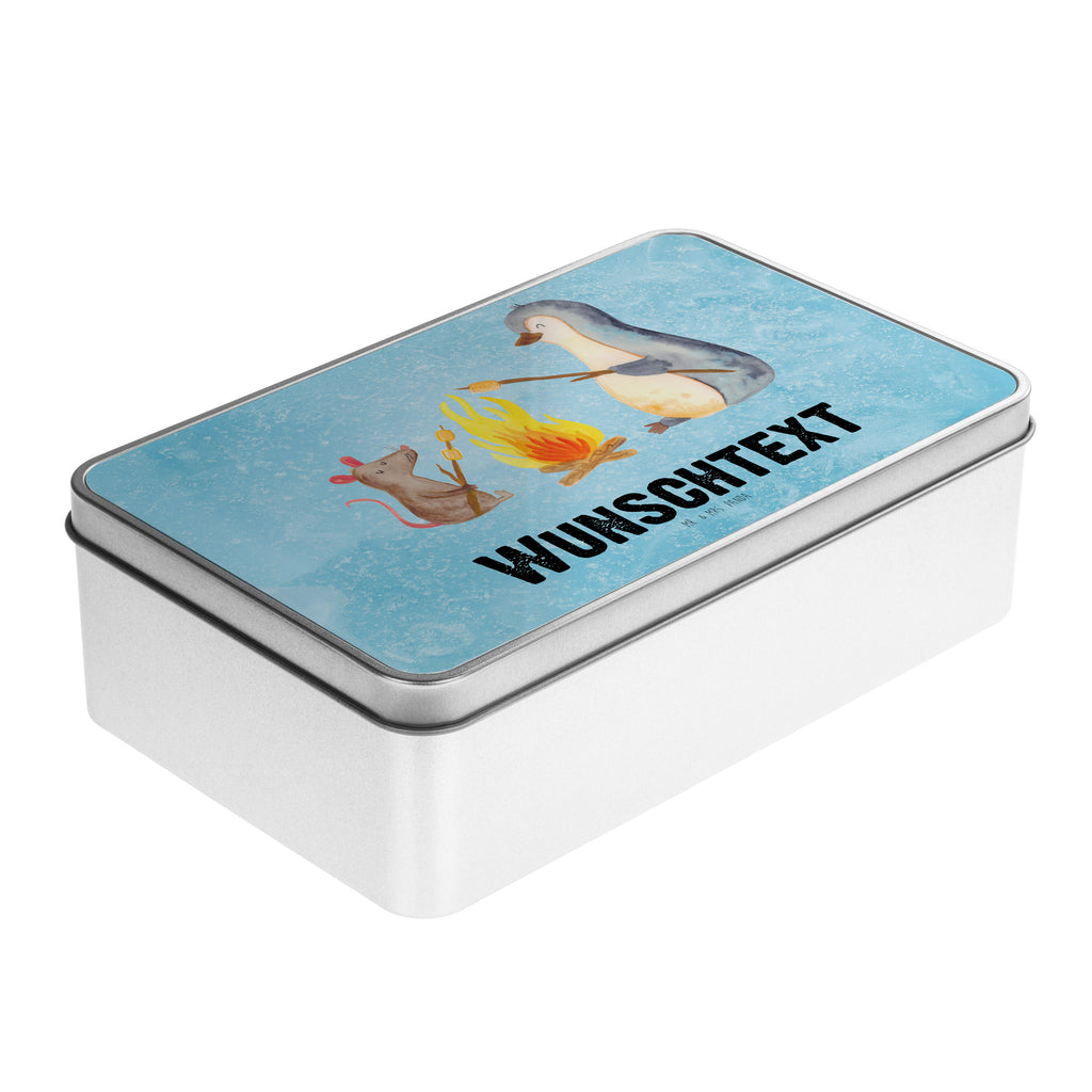 Personalisierte Metalldose Pinguin Lagerfeuer Personalisierte Metalldose, Dose mit Namen, Namensdose, Kiste mit Namen, Namenskiste, Pinguin, Maus, Pinguine, Lagerfeuer, Leben, Arbeit, Job, Motivation, Büro, Büroalltag, Lebensspruch, Lebensmotivation, Neustart, Liebe, grillen, Feuer, Marshmallows