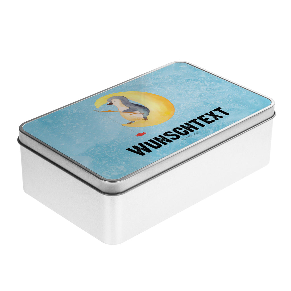Personalisierte Metalldose Pinguin Mond Personalisierte Metalldose, Dose mit Namen, Namensdose, Kiste mit Namen, Namenskiste, Pinguin, Pinguine, Spruch, schlafen, Nachtruhe, Einschlafen, Schlafzimmer, Schlafstörungen, Gästezimmer