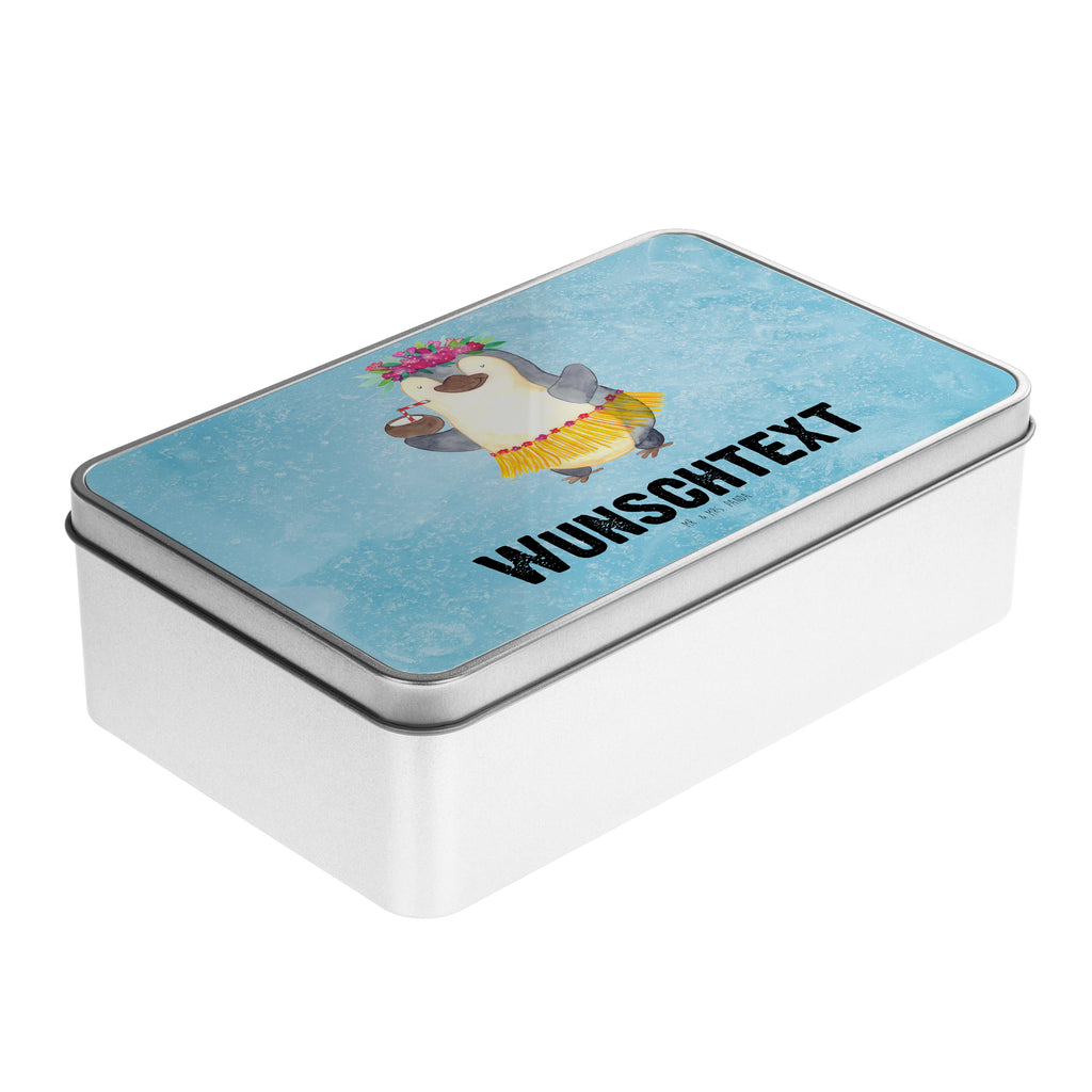 Personalisierte Metalldose Pinguin Kokosnuss Personalisierte Metalldose, Dose mit Namen, Namensdose, Kiste mit Namen, Namenskiste, Pinguin, Aloha, Hawaii, Urlaub, Kokosnuss, Pinguine