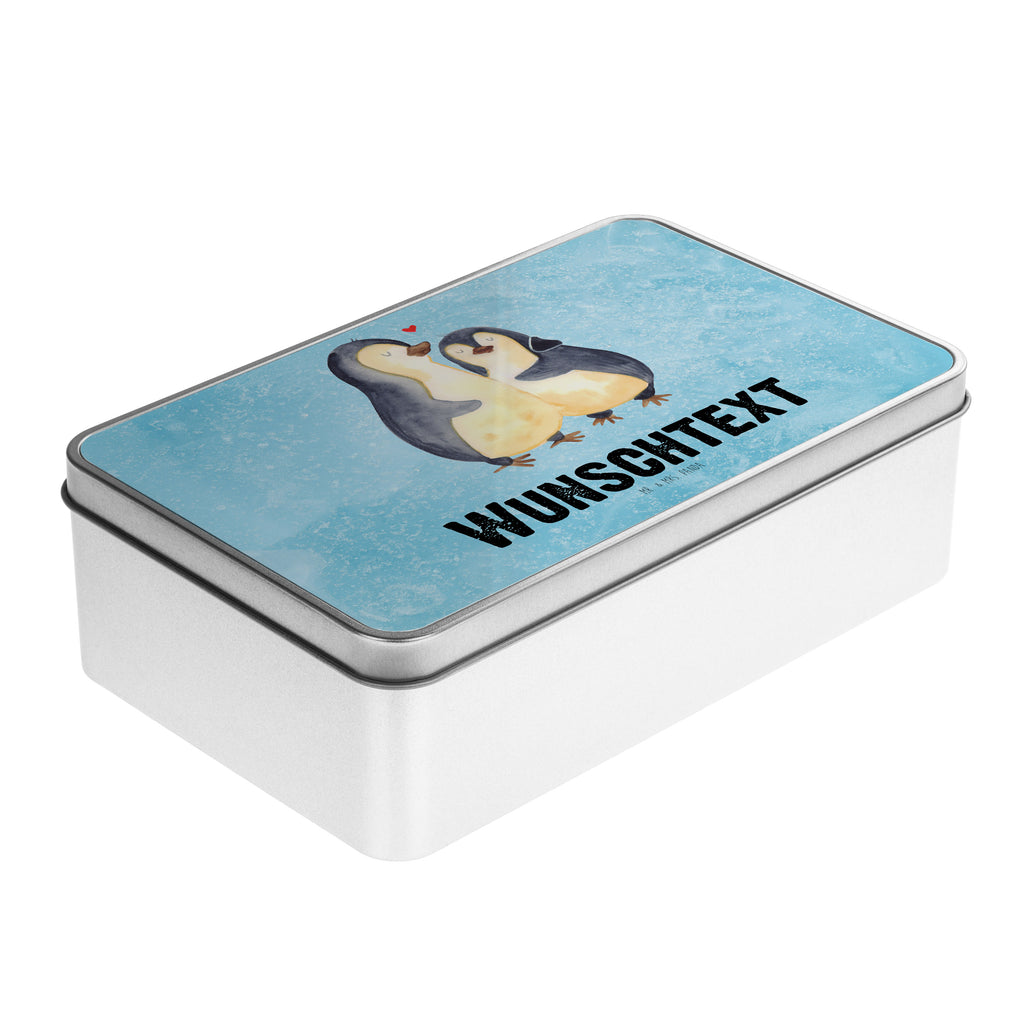 Personalisierte Metalldose Pinguin umarmend Personalisierte Metalldose, Dose mit Namen, Namensdose, Kiste mit Namen, Namenskiste, Pinguin, Liebe, Liebespaar, Liebesbeweis, Liebesgeschenk, Verlobung, Jahrestag, Hochzeitstag, Hochzeit, Hochzeitsgeschenk