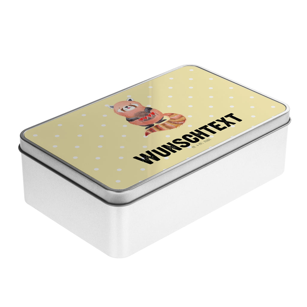 Personalisierte Metalldose Roter Panda Personalisierte Metalldose, Dose mit Namen, Namensdose, Kiste mit Namen, Namenskiste, Tiermotive, Gute Laune, lustige Sprüche, Tiere, Panda, Liebe, Rot, Herz, Liebling, Lieblingsmensch