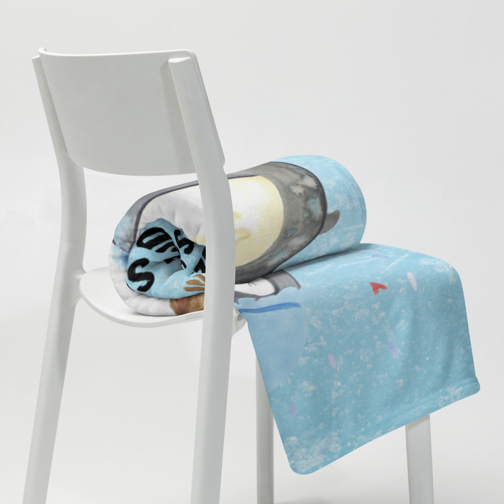 Kuscheldecke Pinguin duscht Pinguin, Pinguine, Dusche, duschen, Lebensmotto, Motivation, Neustart, Neuanfang, glücklich sein,   Decke, Wohndecke, Tagesdecke, Wolldecke, Sofadecke  Pinguin