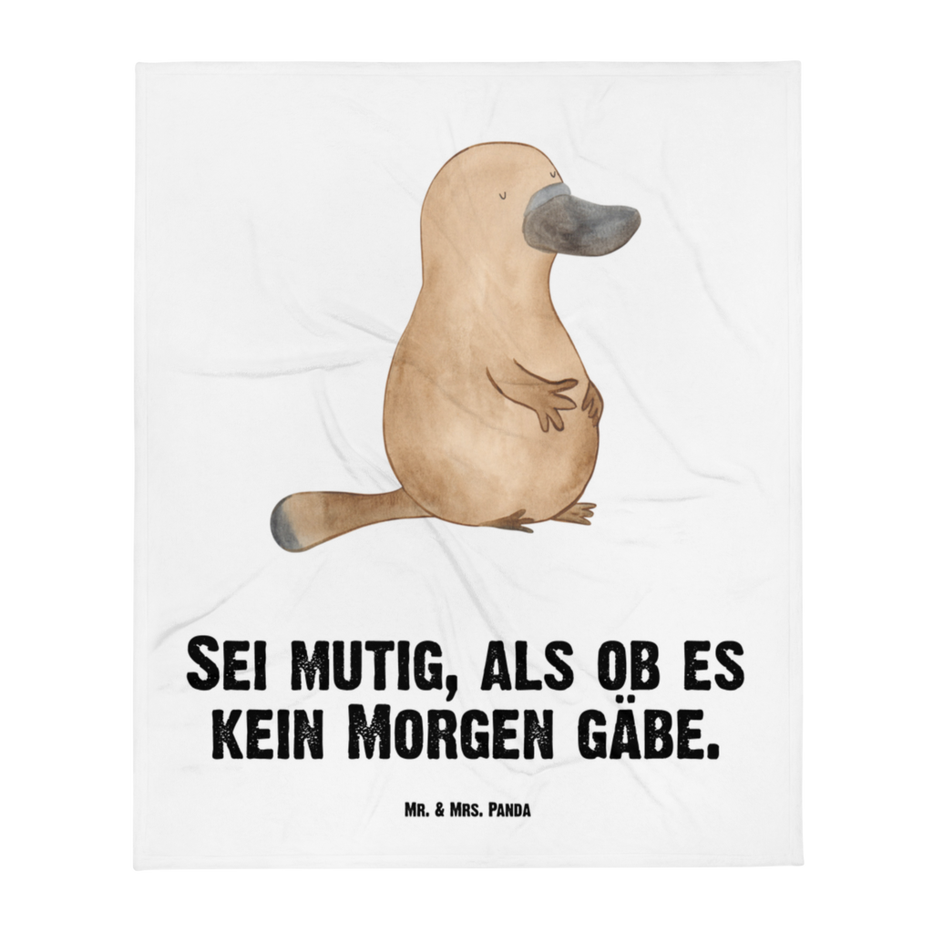 Kuscheldecke Schnabeltier mutig Schnabeltier, Mut, mutig, Lebensweisheit, Schnabeltiere, Motivation, Training, Büro, Arbeit, Neuanfang, Neustart, Weltreise, Raodtrip	  Decke, Wohndecke, Tagesdecke, Wolldecke, Sofadecke  Meerestiere, Meer, Urlaub