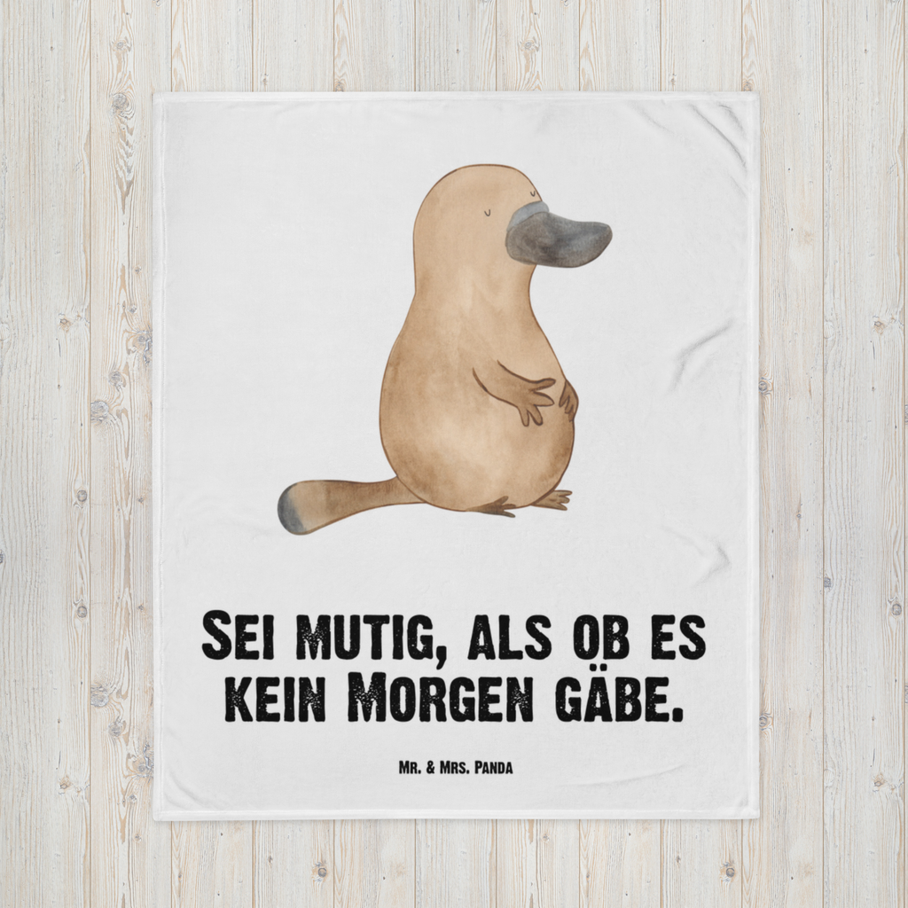 Kuscheldecke Schnabeltier mutig Schnabeltier, Mut, mutig, Lebensweisheit, Schnabeltiere, Motivation, Training, Büro, Arbeit, Neuanfang, Neustart, Weltreise, Raodtrip	  Decke, Wohndecke, Tagesdecke, Wolldecke, Sofadecke  Meerestiere, Meer, Urlaub