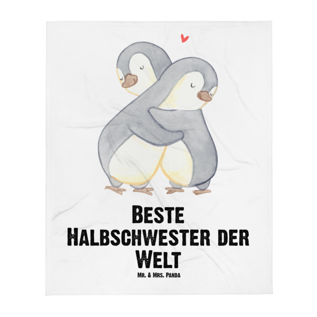 Kuscheldecke Pinguin Beste Halbschwester der Welt Halbschwester, Stiefschwester, Stiefgeschwister, Schwestern, Schwester, Geschwister, Schwesterherz, Sister, Geschenk, Familie, Kleinigkeit, Beste, Tochter, Liebe, Kinder   Decke, Wohndecke, Tagesdecke, Wolldecke, Sofadecke  für, Dankeschön, Geschenk, Schenken, Geburtstag, Geburtstagsgeschenk, Geschenkidee, Danke, Bedanken, Mitbringsel, Freude machen, Geschenktipp