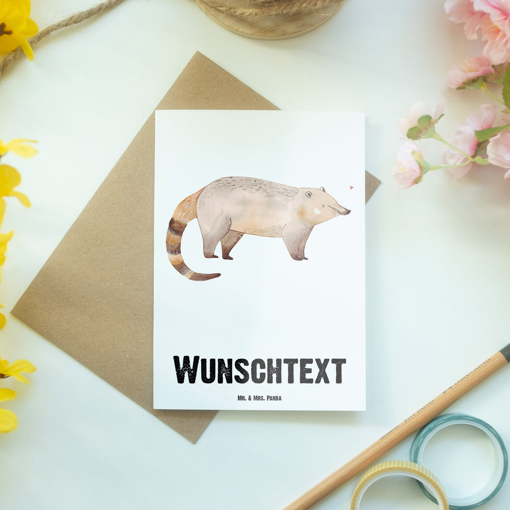 Personalisierte Grußkarte Nasenbär Personalisierte Grußkarte, Personalisiertere Klappkarte, Personalisierte Einladungskarte, Personalisierte Glückwunschkarte, Personalisierte Hochzeitskarte, Personalisierte Geburtstagskarte, Grußkarte mit Namen, Grußkarte selber drucken, Grußkarte selbst gestalten, Grußkarte mit persönlichen Nachrichten, Grußkarte als Geldgeschenk, Grußkarten personalisiert, Tiermotive, Gute Laune, lustige Sprüche, Tiere, Nasenbär, Nasenbären, Rüsselbär, Bär