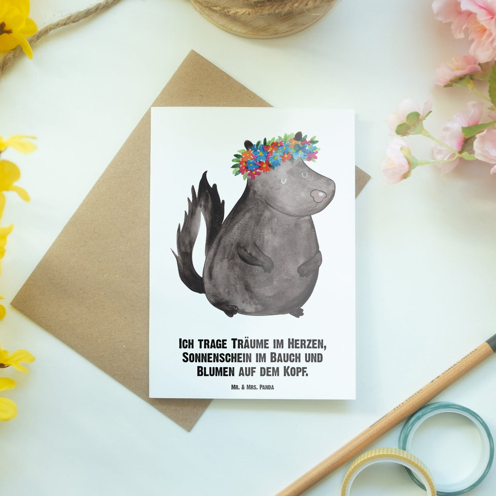 Personalisierte Grußkarte Stinktier Blumenmaedchen Personalisierte Grußkarte, Personalisiertere Klappkarte, Personalisierte Einladungskarte, Personalisierte Glückwunschkarte, Personalisierte Hochzeitskarte, Personalisierte Geburtstagskarte, Grußkarte mit Namen, Grußkarte selber drucken, Grußkarte selbst gestalten, Grußkarte mit persönlichen Nachrichten, Grußkarte als Geldgeschenk, Grußkarten personalisiert, Stinktier, Skunk, Wildtier, Raubtier, Stinker, Stinki, Yoga, Namaste, Lebe, Liebe, Lache