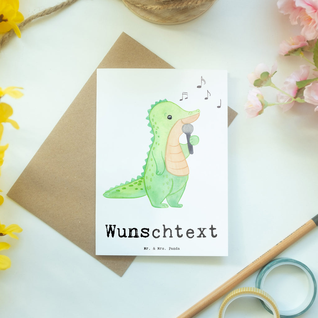 Personalisierte Grußkarte Krokodil Singen Medizin Personalisierte Grußkarte, Personalisiertere Klappkarte, Personalisierte Einladungskarte, Personalisierte Glückwunschkarte, Personalisierte Hochzeitskarte, Personalisierte Geburtstagskarte, Grußkarte mit Namen, Grußkarte selber drucken, Grußkarte selbst gestalten, Grußkarte mit persönlichen Nachrichten, Grußkarte als Geldgeschenk, Grußkarten personalisiert, Geschenk, Sport, Sportart, Hobby, Schenken, Danke, Dankeschön, Auszeichnung, Gewinn, Sportler, Singen, Band, Live Auftritt, Gesang, Hobbysänger