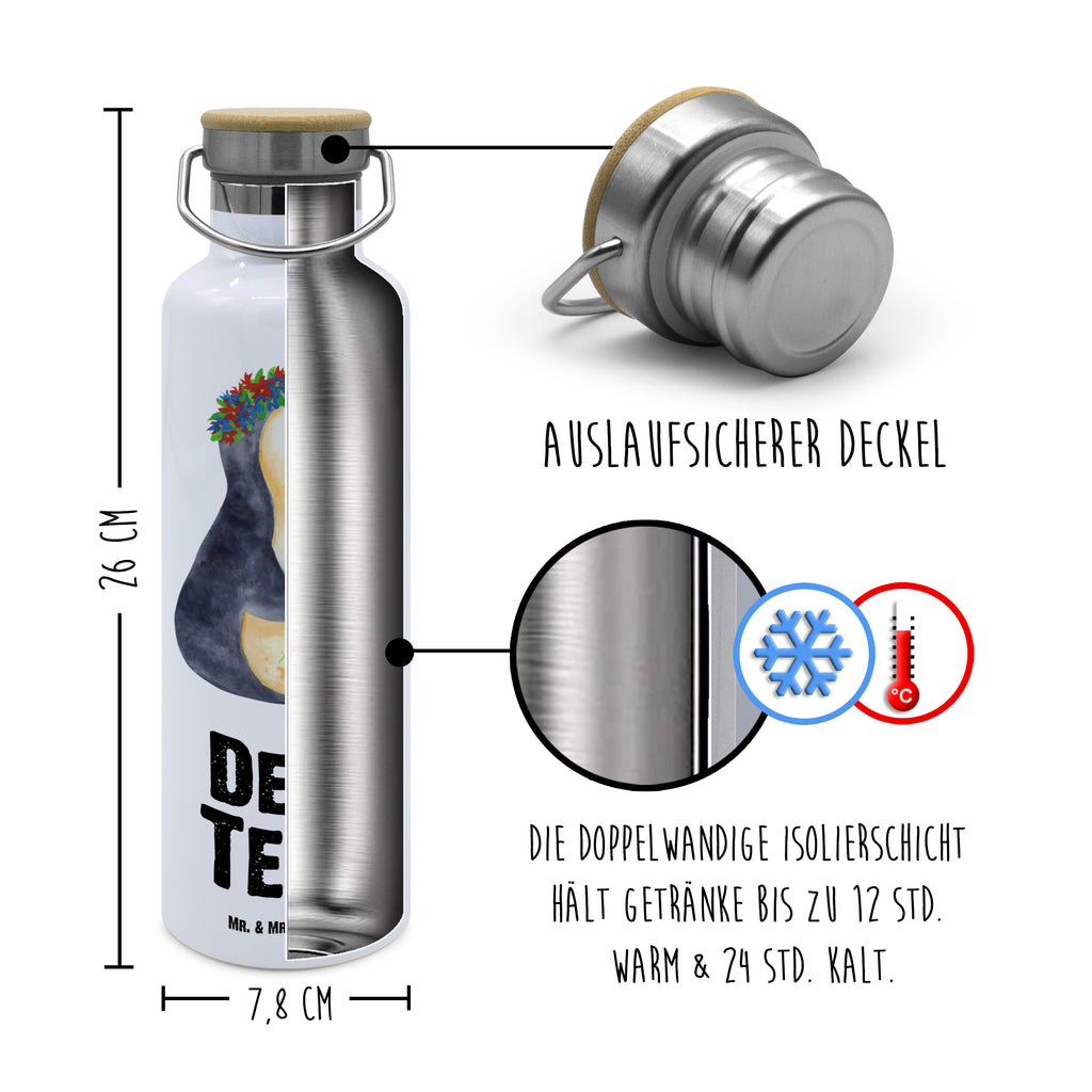 Personalisierte Trinkflasche Pinguin Blumenkranz Personalisierte Trinkflasche, Trinkflasche mit Namen, Trinkflasche bedrucken, Flasche personalisiert, Trinkflasch mit Aufdruck, Trinkflasche Werbegeschenk, Namensaufdruck Trinkflasche, Sportflasche personalisiert, Trinkflasche Sport, Pinguin, Pinguine, Blumenkranz, Universum, Leben, Wünsche, Ziele, Lebensziele, Motivation, Lebenslust, Liebeskummer, Geschenkidee