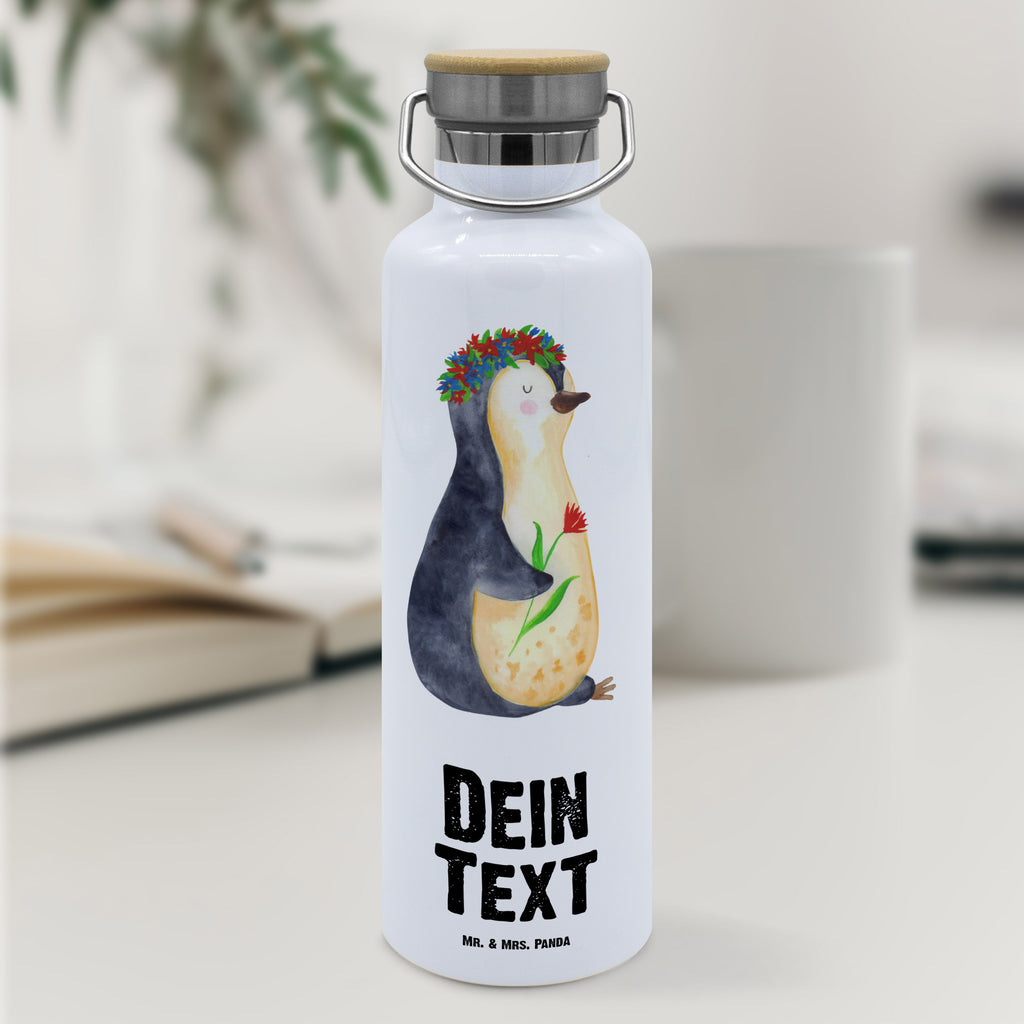 Personalisierte Trinkflasche Pinguin Blumenkranz Personalisierte Trinkflasche, Trinkflasche mit Namen, Trinkflasche bedrucken, Flasche personalisiert, Trinkflasch mit Aufdruck, Trinkflasche Werbegeschenk, Namensaufdruck Trinkflasche, Sportflasche personalisiert, Trinkflasche Sport, Pinguin, Pinguine, Blumenkranz, Universum, Leben, Wünsche, Ziele, Lebensziele, Motivation, Lebenslust, Liebeskummer, Geschenkidee
