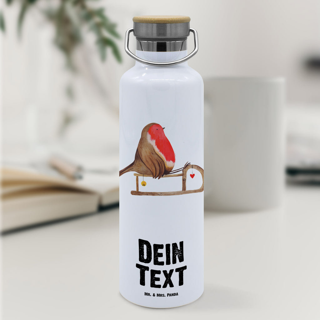 Personalisierte Trinkflasche Rotkehlchen Schlitten Weihnachten, Schlitten, Vogel Personalisierte Trinkflasche, Trinkflasche mit Namen, Trinkflasche bedrucken, Flasche personalisiert, Trinkflasch mit Aufdruck, Trinkflasche Werbegeschenk, Namensaufdruck Trinkflasche, Sportflasche personalisiert, Trinkflasche Sport  Winter, Weihnachten, Weihnachtsdeko, Nikolaus, Advent, Heiligabend, Wintermotiv