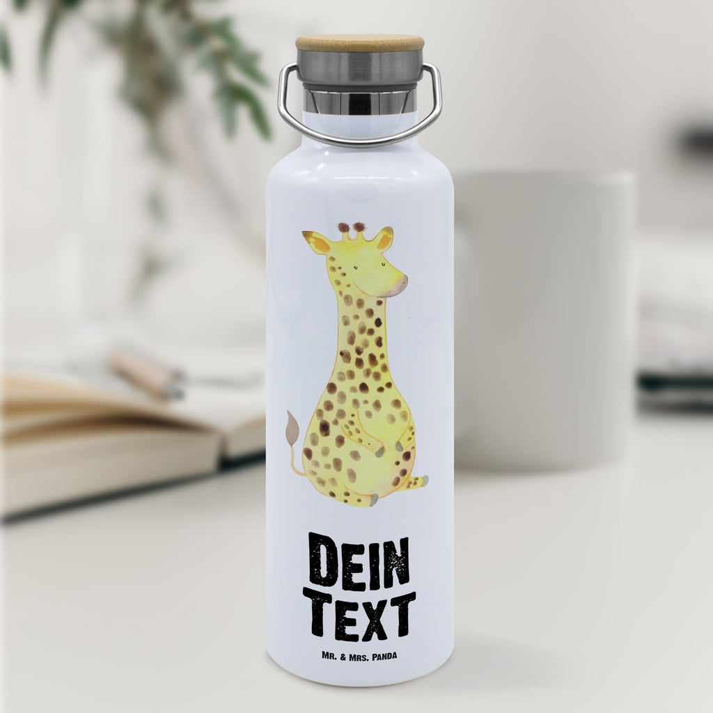 Personalisierte Trinkflasche Giraffe Zufrieden Personalisierte Trinkflasche, Trinkflasche mit Namen, Trinkflasche bedrucken, Flasche personalisiert, Trinkflasch mit Aufdruck, Trinkflasche Werbegeschenk, Namensaufdruck Trinkflasche, Sportflasche personalisiert, Trinkflasche Sport, Afrika, Wildtiere, Giraffe, Zufrieden, Glück, Abenteuer