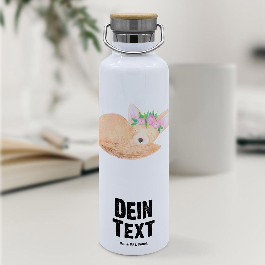 Personalisierte Trinkflasche Wüstenfuchs Blumenkranz Personalisierte Trinkflasche, Trinkflasche mit Namen, Trinkflasche bedrucken, Flasche personalisiert, Trinkflasch mit Aufdruck, Trinkflasche Werbegeschenk, Namensaufdruck Trinkflasche, Sportflasche personalisiert, Trinkflasche Sport, Afrika, Wildtiere, Wüste, Wüstenfuchs, Blumen, Blumenkranz, Glücklich