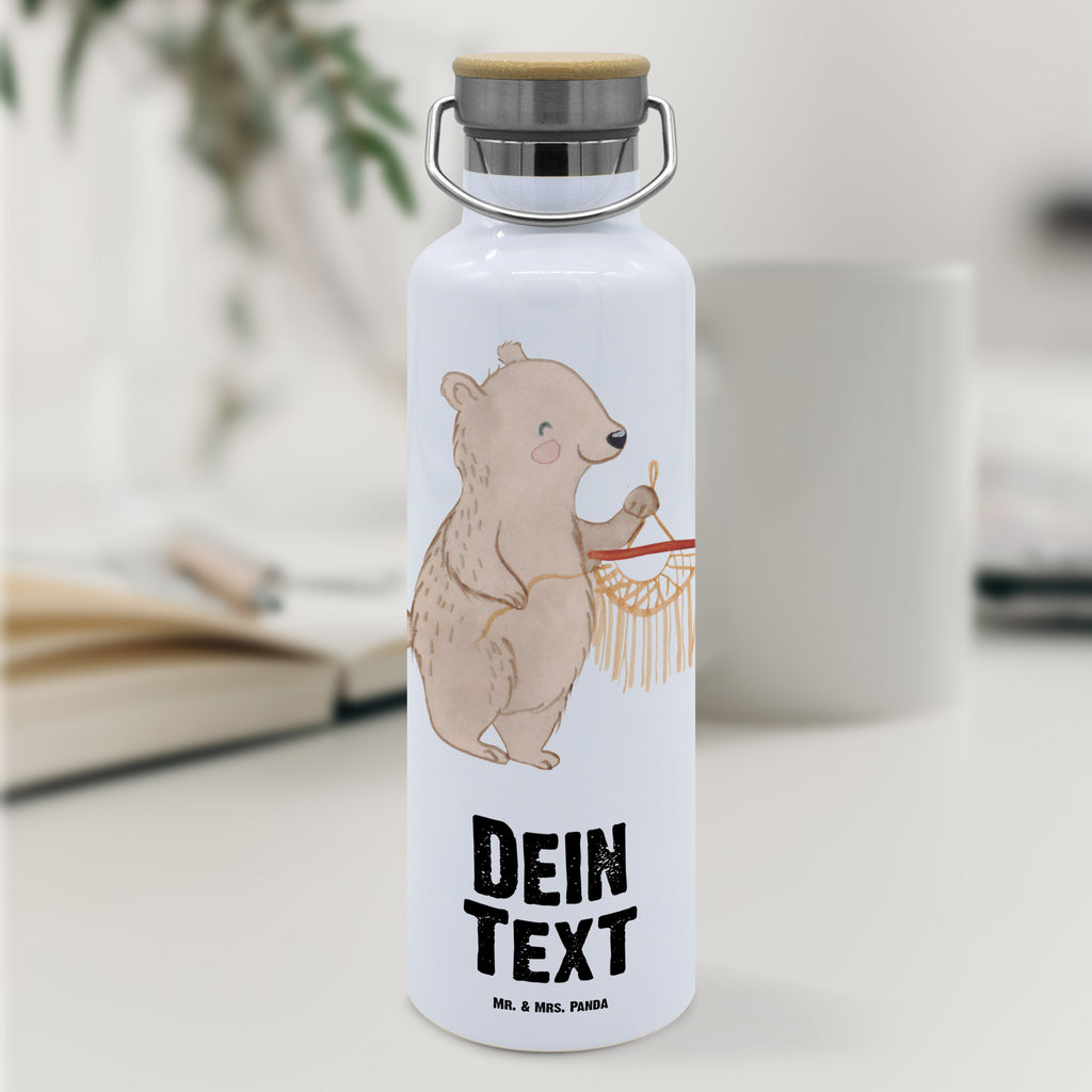 Personalisierte Trinkflasche Bär Makramee Tage Personalisierte Trinkflasche, Trinkflasche mit Namen, Trinkflasche bedrucken, Flasche personalisiert, Trinkflasch mit Aufdruck, Trinkflasche Werbegeschenk, Namensaufdruck Trinkflasche, Sportflasche personalisiert, Trinkflasche Sport, Geschenk, Sport, Sportart, Hobby, Schenken, Danke, Dankeschön, Auszeichnung, Gewinn, Sportler, Makramee, Basteln, Basteln mit Makramee