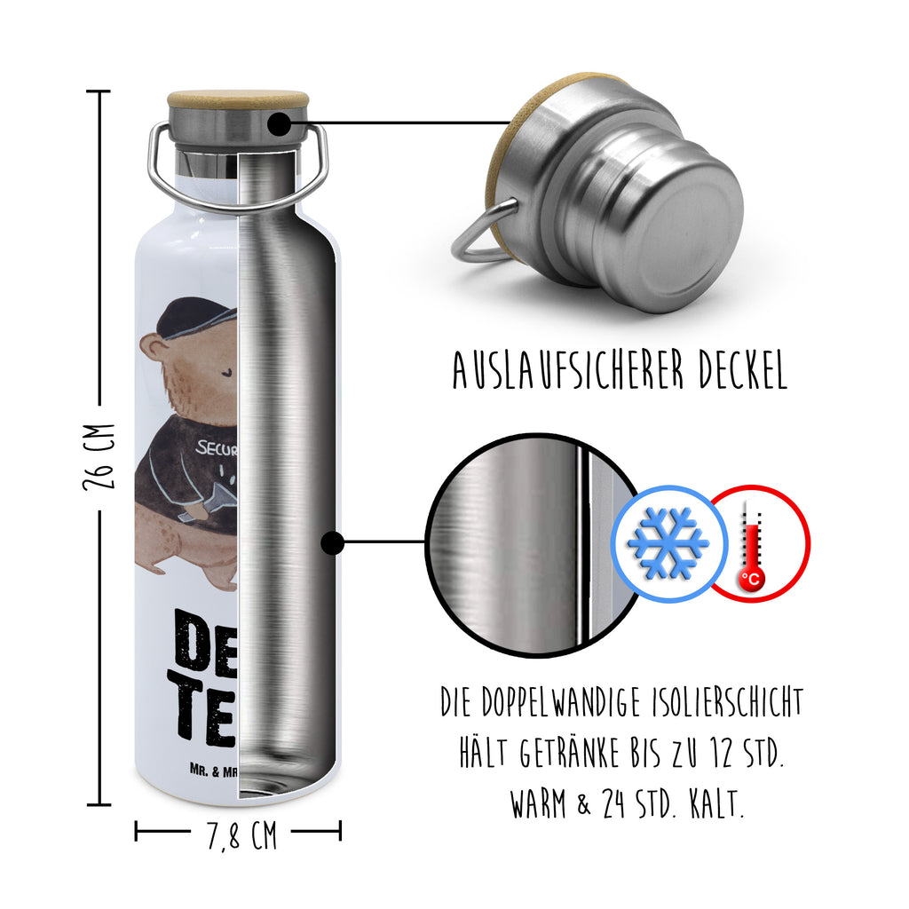 Personalisierte Trinkflasche Security Mitarbeiter mit Herz Personalisierte Trinkflasche, Trinkflasche mit Namen, Trinkflasche bedrucken, Flasche personalisiert, Trinkflasch mit Aufdruck, Trinkflasche Werbegeschenk, Namensaufdruck Trinkflasche, Sportflasche personalisiert, Trinkflasche Sport, Beruf, Ausbildung, Jubiläum, Abschied, Rente, Kollege, Kollegin, Geschenk, Schenken, Arbeitskollege, Mitarbeiter, Firma, Danke, Dankeschön