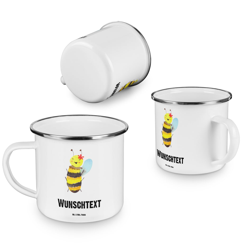 Personalisierte Emaille Tasse Biene Happy Emaille Tasse personalisiert, Emaille Tasse mit Namen, Campingtasse personalisiert, Namenstasse, Campingtasse bedrucken, Campinggeschirr personalsisert, Biene, Wespe, Hummel