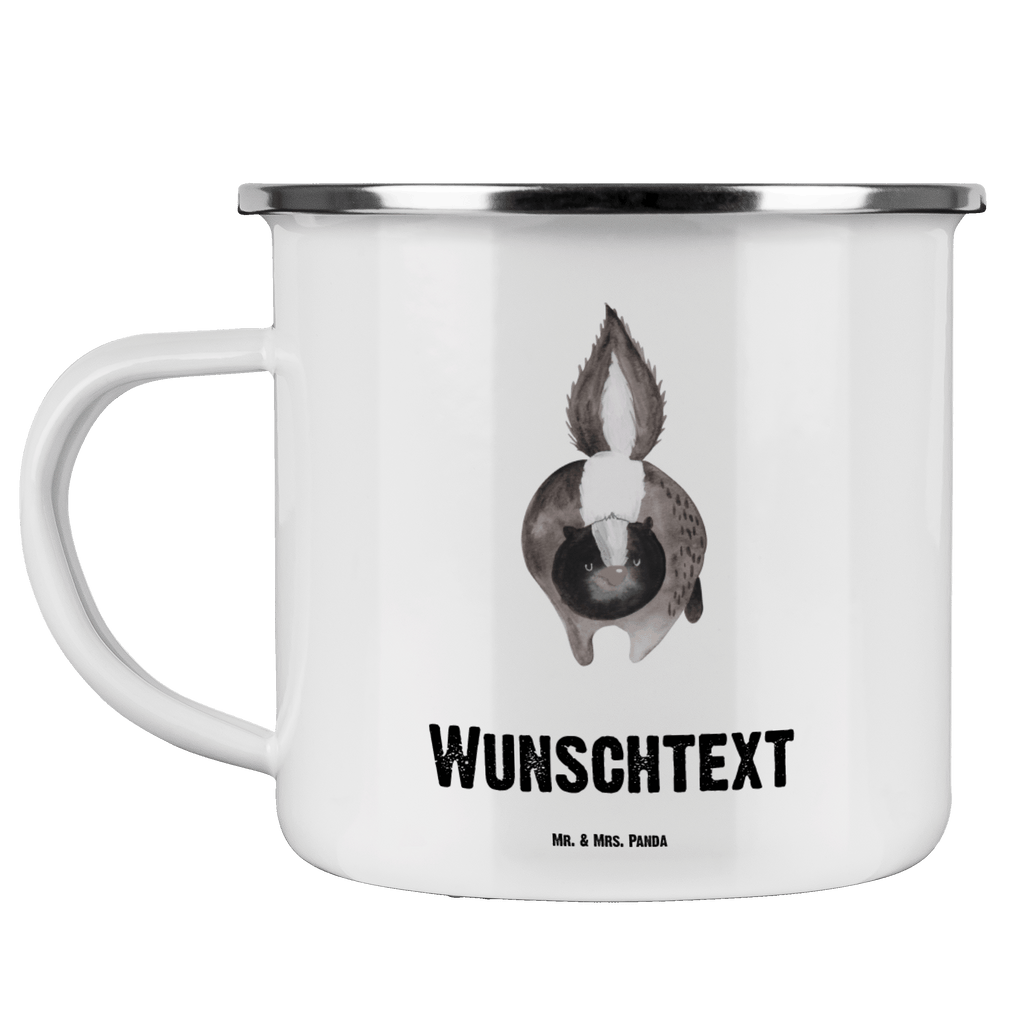 Personalisierte Emaille Tasse Stinktier Angriff Emaille Tasse personalisiert, Emaille Tasse mit Namen, Campingtasse personalisiert, Namenstasse, Campingtasse bedrucken, Campinggeschirr personalsisert, Stinktier, Skunk, Wildtier, Raubtier, Stinker, Stinki, wütend, Drohung