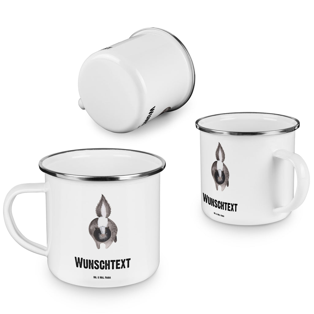 Personalisierte Emaille Tasse Stinktier Angriff Emaille Tasse personalisiert, Emaille Tasse mit Namen, Campingtasse personalisiert, Namenstasse, Campingtasse bedrucken, Campinggeschirr personalsisert, Stinktier, Skunk, Wildtier, Raubtier, Stinker, Stinki, wütend, Drohung