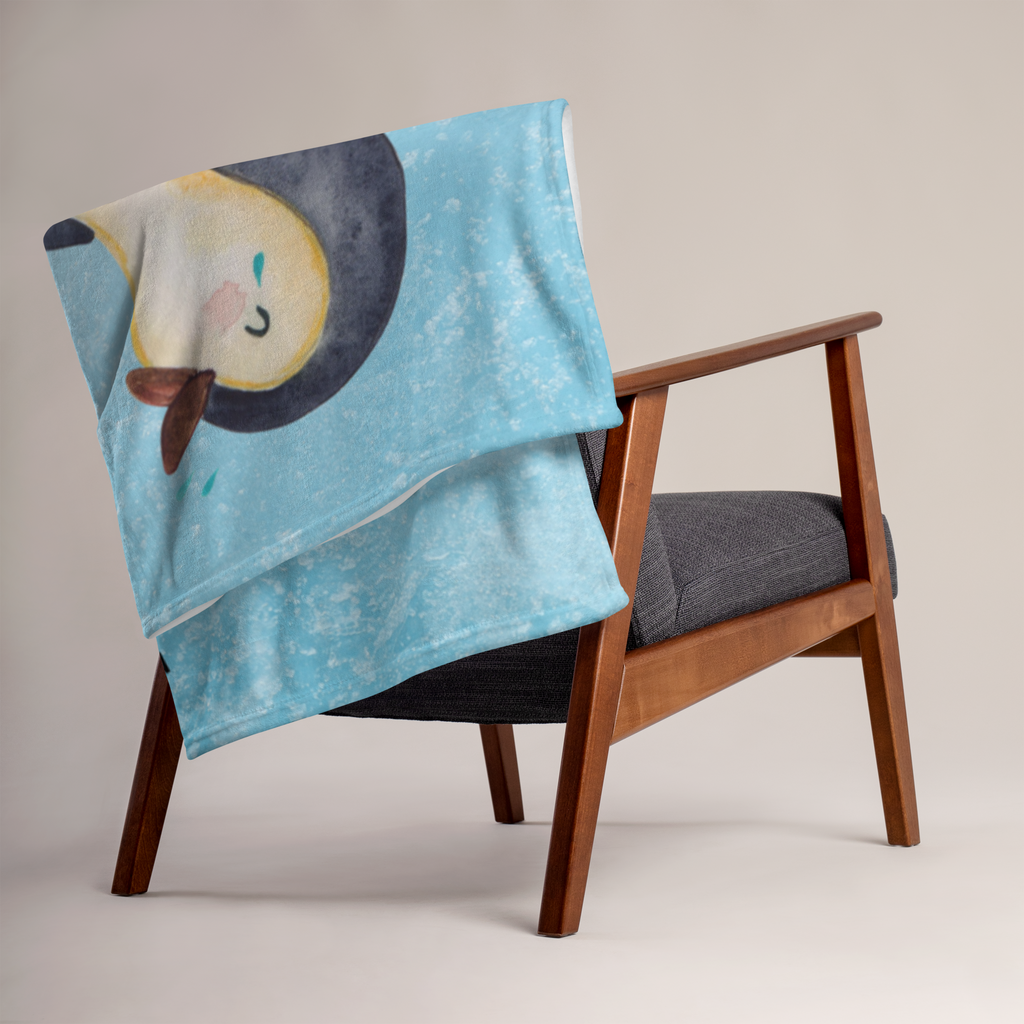 Babydecke Pinguin lachend Pinguin, Pinguine, lustiger Spruch, Optimismus, Fröhlich, Lachen, Humor, Fröhlichkeit Babydecke, Babygeschenk, Geschenk Geburt, Babyecke Kuscheldecke, Krabbeldecke  Pinguin