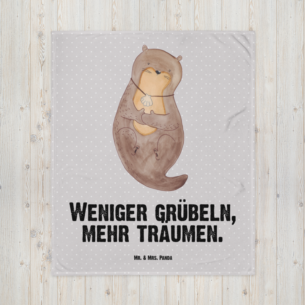 Babydecke Otter mit Muschelmedaillon Babydecke, Babygeschenk, Geschenk Geburt, Babyecke Kuscheldecke, Krabbeldecke, Otter, Fischotter, Seeotter, Otterliebe, grübeln, träumen, Motivation, Tagträumen, Büro