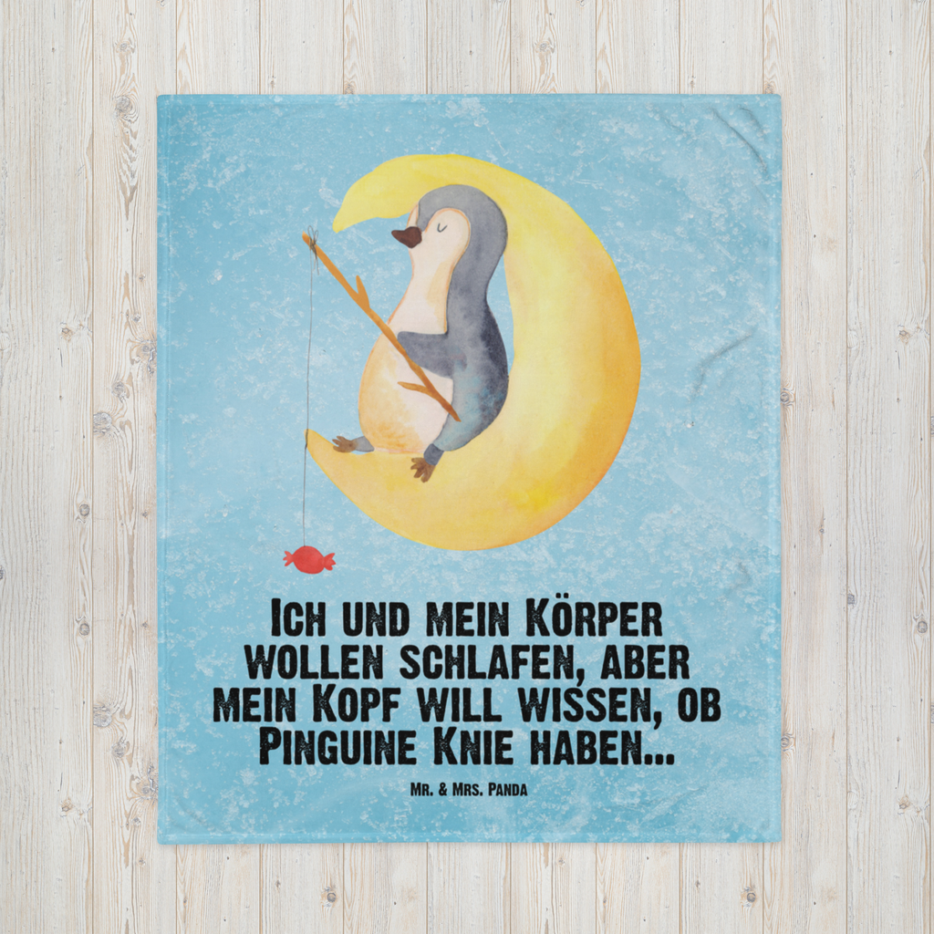 Babydecke Pinguin Mond Pinguin, Pinguine, Spruch, schlafen, Nachtruhe, Einschlafen, Schlafzimmer, Schlafstörungen, Gästezimmer,	 Babydecke, Babygeschenk, Geschenk Geburt, Babyecke Kuscheldecke, Krabbeldecke  Pinguin
