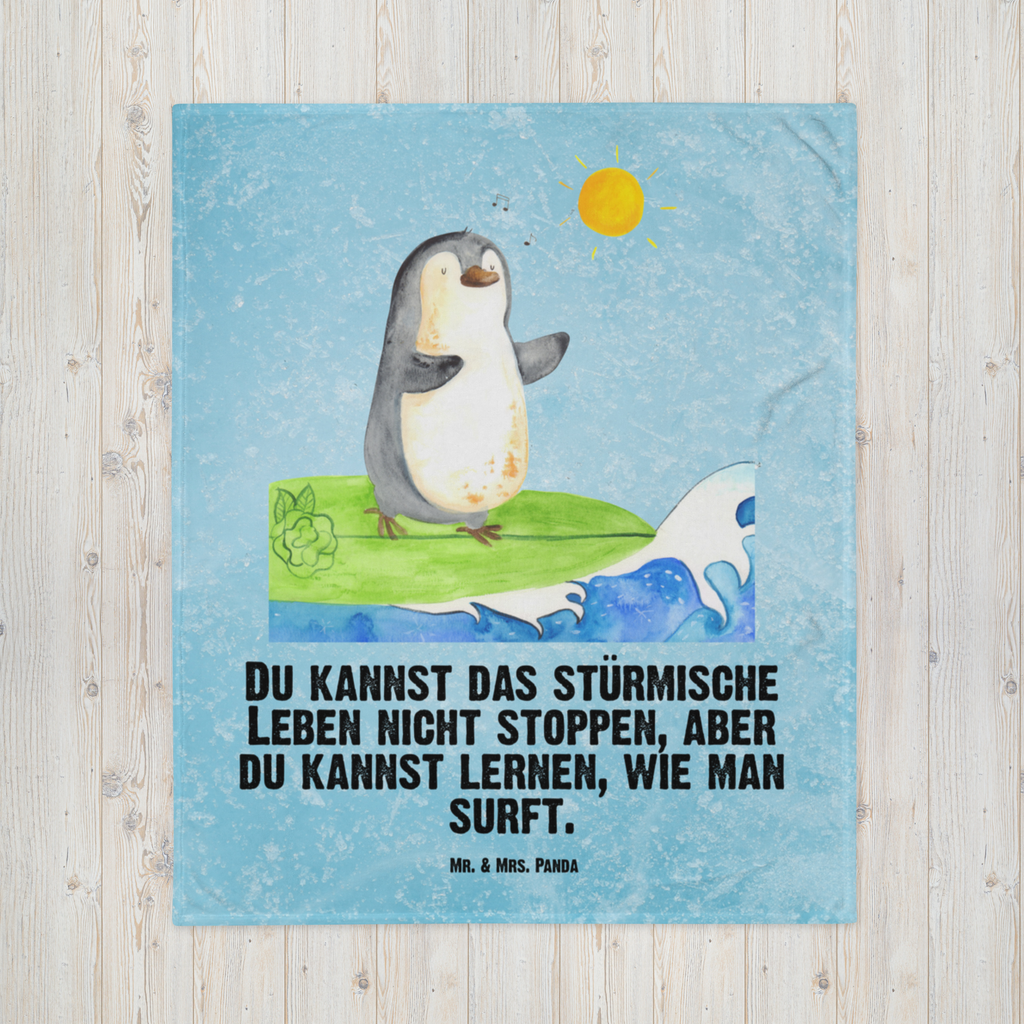 Babydecke Pinguin Surfer Pinguin, Pinguine, surfen, Surfer, Hawaii, Urlaub, Wellen, Wellen reiten, Portugal,  Babydecke, Babygeschenk, Geschenk Geburt, Babyecke Kuscheldecke, Krabbeldecke  Pinguin