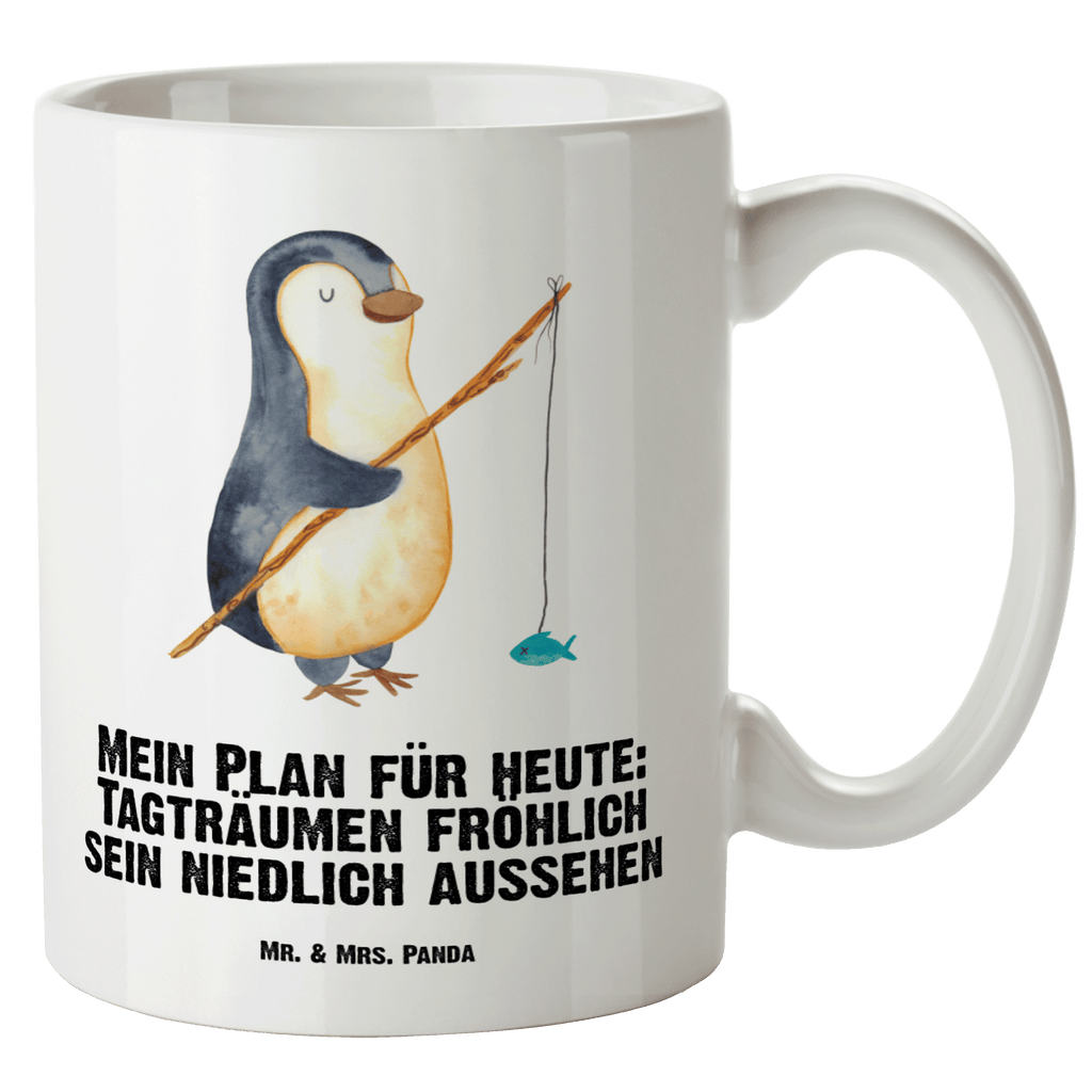 XL Tasse Pinguin Angler XL Tasse, Große Tasse, Grosse Kaffeetasse, XL Becher, XL Teetasse, spülmaschinenfest, Jumbo Tasse, Groß, Pinguin, Pinguine, Angeln, Angler, Tagträume, Hobby, Plan, Planer, Tagesplan, Neustart, Motivation, Geschenk, Freundinnen, Geschenkidee, Urlaub, Wochenende