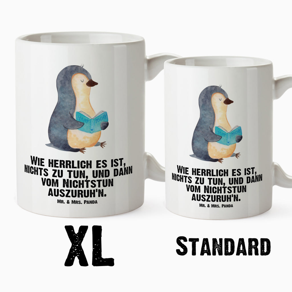 XL Tasse Pinguin Buch XL Tasse, Große Tasse, Grosse Kaffeetasse, XL Becher, XL Teetasse, spülmaschinenfest, Jumbo Tasse, Groß, Pinguin, Pinguine, Buch, Lesen, Bücherwurm, Nichtstun, Faulenzen, Ferien, Urlaub, Freizeit