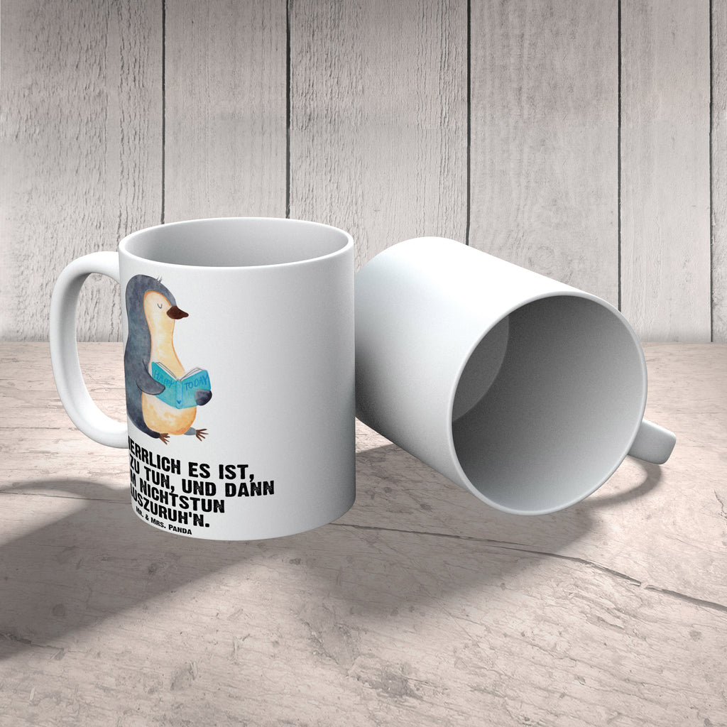 XL Tasse Pinguin Buch XL Tasse, Große Tasse, Grosse Kaffeetasse, XL Becher, XL Teetasse, spülmaschinenfest, Jumbo Tasse, Groß, Pinguin, Pinguine, Buch, Lesen, Bücherwurm, Nichtstun, Faulenzen, Ferien, Urlaub, Freizeit