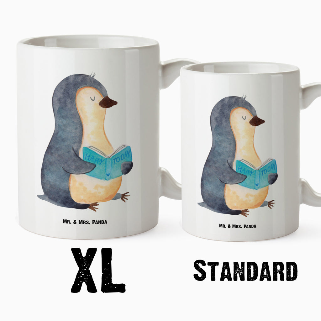XL Tasse Pinguin Buch XL Tasse, Große Tasse, Grosse Kaffeetasse, XL Becher, XL Teetasse, spülmaschinenfest, Jumbo Tasse, Groß, Pinguin, Pinguine, Buch, Lesen, Bücherwurm, Nichtstun, Faulenzen, Ferien, Urlaub, Freizeit
