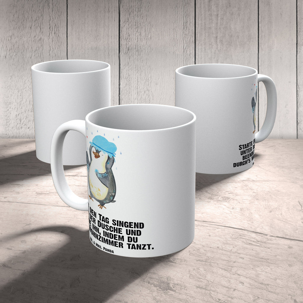 XL Tasse Pinguin duscht XL Tasse, Große Tasse, Grosse Kaffeetasse, XL Becher, XL Teetasse, spülmaschinenfest, Jumbo Tasse, Groß, Pinguin, Pinguine, Dusche, duschen, Lebensmotto, Motivation, Neustart, Neuanfang, glücklich sein