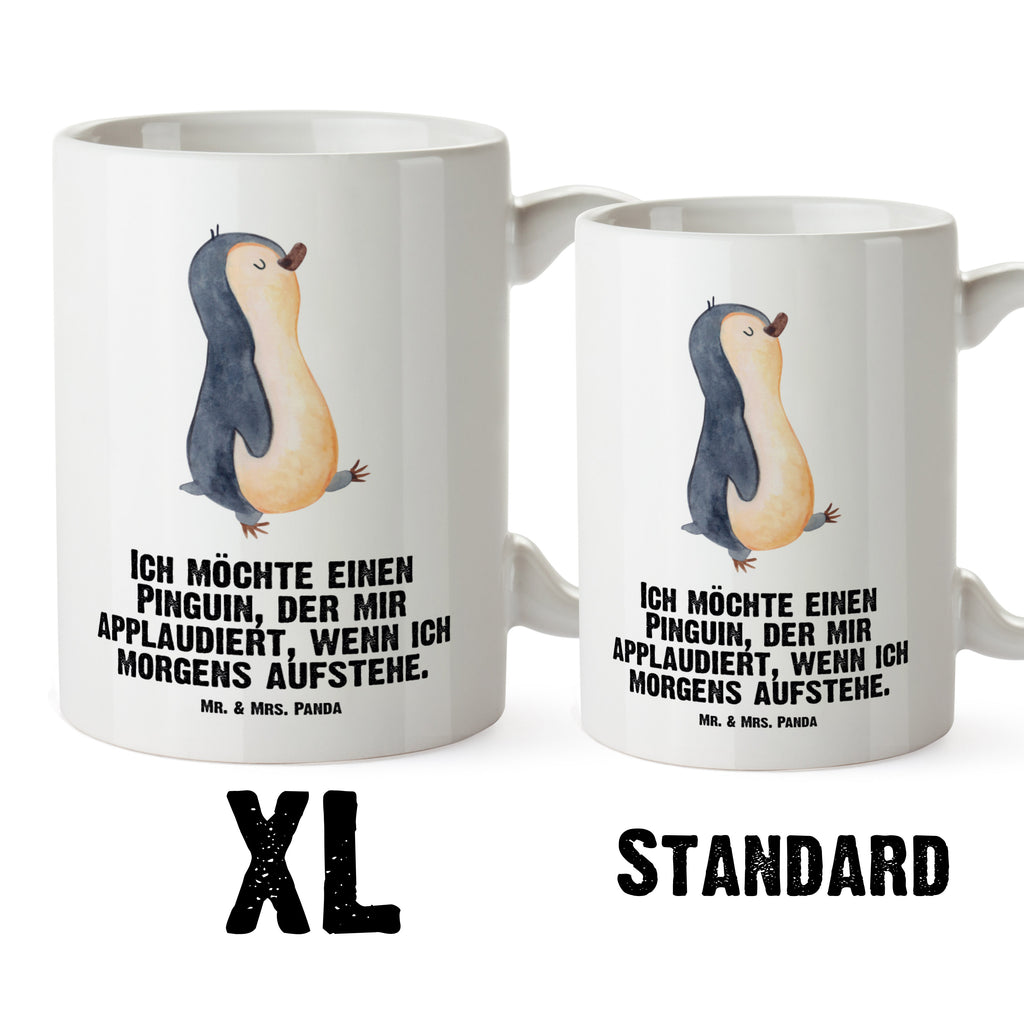 XL Tasse Pinguin marschierend XL Tasse, Große Tasse, Grosse Kaffeetasse, XL Becher, XL Teetasse, spülmaschinenfest, Jumbo Tasse, Groß, Pinguin, Pinguine, Frühaufsteher, Langschläfer, Bruder, Schwester, Familie